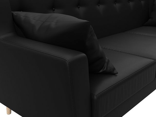 Прямой диван Брайтон 3 (полностью экокожа черная) - Вид 4