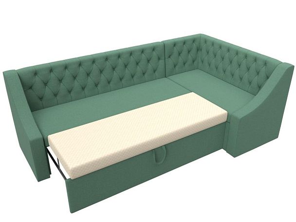 Диван кухонный угловой Мерлин правый угол Рогожка зеленый - Вид 6