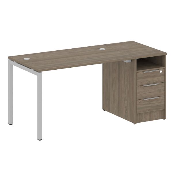 Metal System Quattro Р. ст. с тумбой на П-образном м/к 40БП.РС-СТП-1.2 Вяз/Серый металл 1612*720*750 - Вид 1