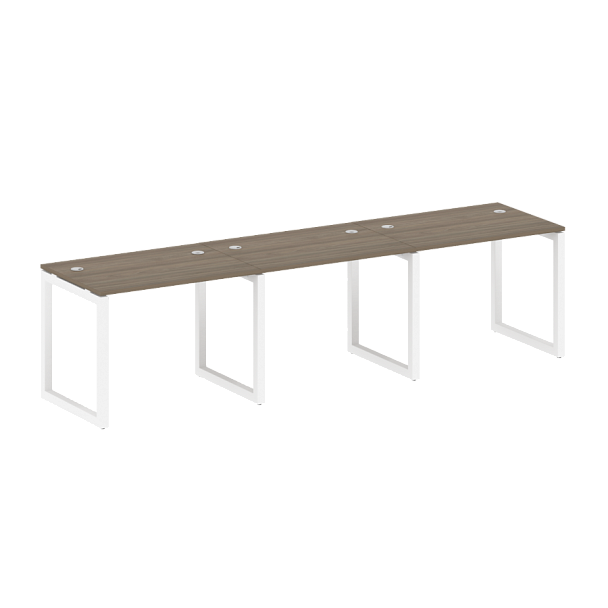Metal System Quattro Р. ст. на 3 раб. места на О-образном м/к 50БО.СМ-3.1 Вяз/Белый металл 3000*720*750 - Вид 1