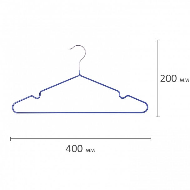 Вешалки-плечики, размер 48-50, КОМПЛЕКТ 10 шт., металл/ПВХ, перекладина, цвет синий, BRABIX "Стандарт", 601166 - Вид 9
