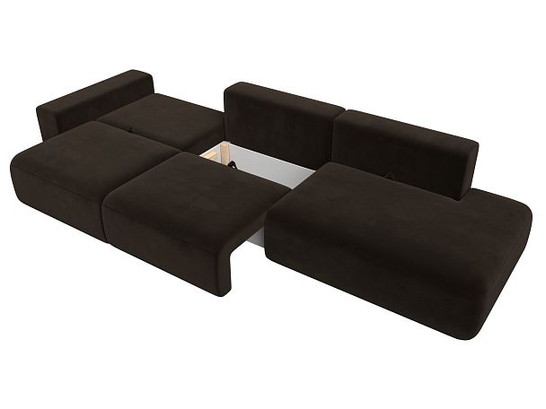 Диван прямой Лига-036 Модерн Лонг подлокотник слева Микровельвет коричневый - Вид 8