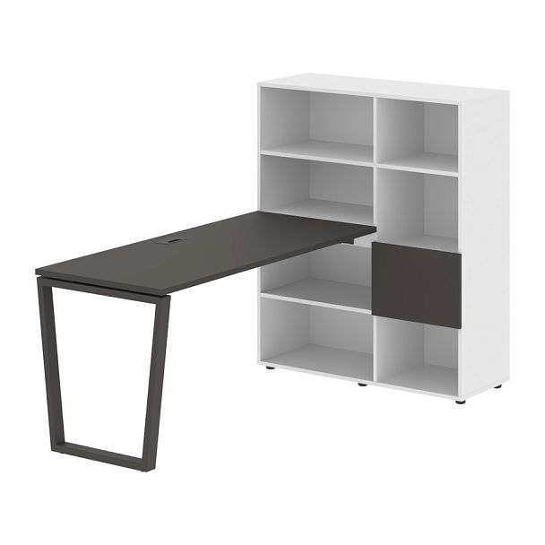 Стол-стеллаж EVRST 1115 Мокко/Мокко/Белый 1990х1120х1355 EDIS - Вид 1