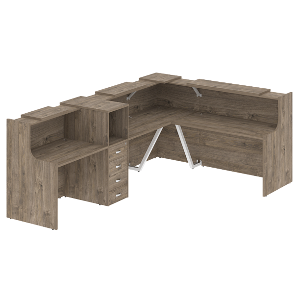 Ресепшн Г-образный "Onix" O.R-K-30 тиквуд темный/белый - Вид 1