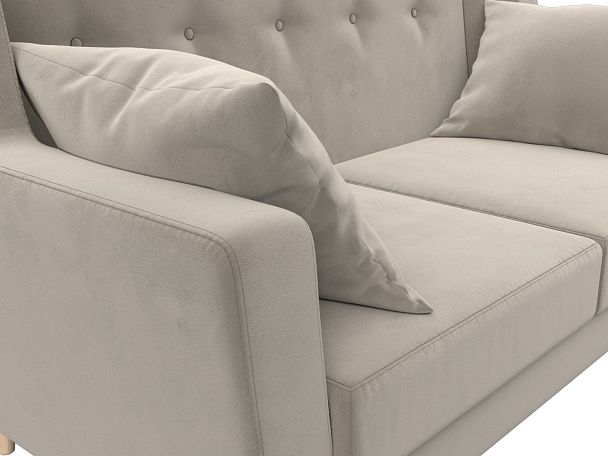 Прямой диван Брайтон 2 (полностью микровельвет бежевый) - Вид 4