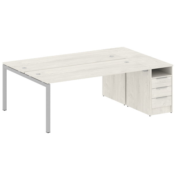 Metal System Quattro Р. ст. с тумбой на П-образном м/к 50БП.РС-СТП-2.5 Дуб наварра/Серый металл 2212*1475*750 - Вид 1