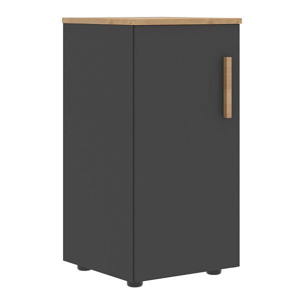 Шкаф колонка с малой дверью (L) и топом FLC 40.1(L) Черный графит/Дуб Гамильтон 404х429х818 FORTA - Вид 1