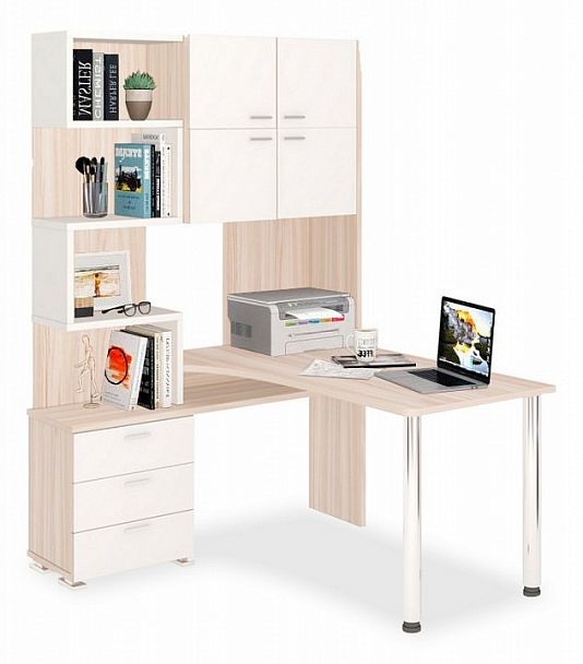 Стол компьютерный Домино СР-500М/140 Карамель/Белый левый - Вид 1