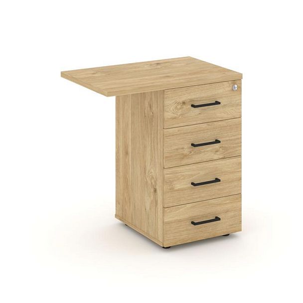 Стайл Проджект Тумба приставная SN.TPP-002 Тиквуд Светлый/Черный Ручки 416/700*460*750 - Вид 2