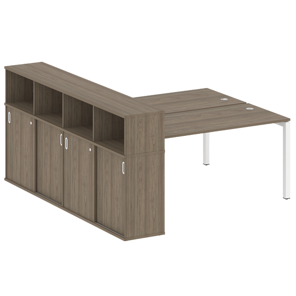 Metal System Quattro Р. ст. с шкафом-купе на П-образном м/к 50БП.РС-СШК-4.4 Т Вяз/Белый металл 2010*2332*1098 - Вид 1