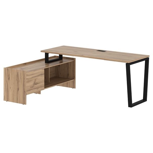 Стол с тумбой EVCT 19614 Дуб Денвер светлый/Черный 1960х1400х750 EDIS - Вид 1