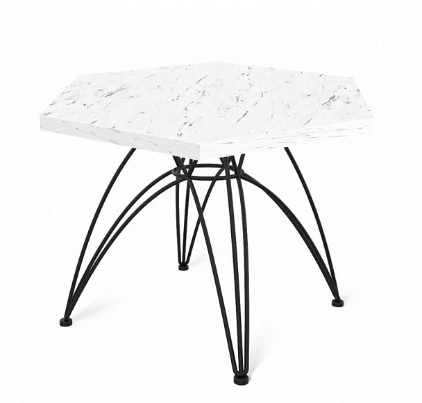 Столик журнальный Sheffilton SHT-S112/TT20 ЛДСП 60 черный муар/мрамор каррара белый - Вид 1