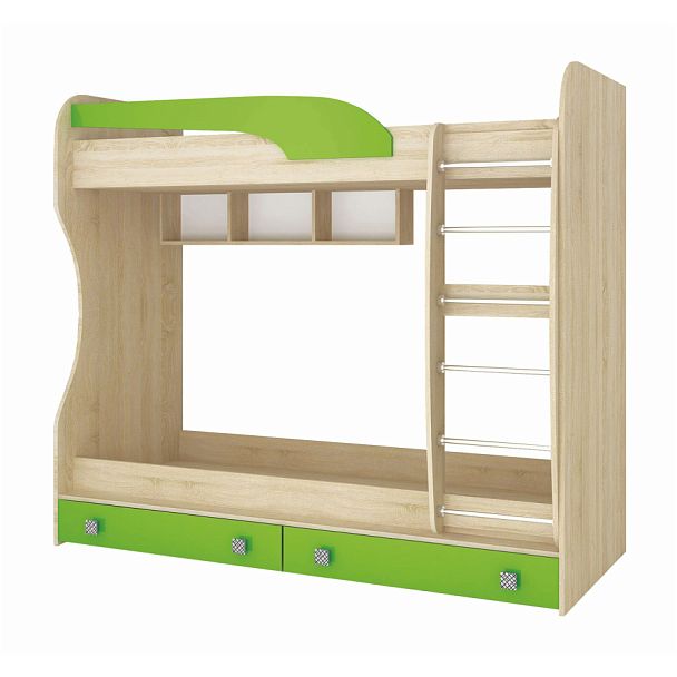 Кровать 2-ярусная Колибри (1704х1892х967) дуб сонома/акрил мохито - Вид 1