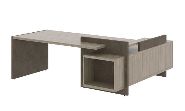 WOOD STONE Стол руководителя СФ-531201 Л 2200х1996х840  Дрифтвуд / Бетон Чикаго темный Wood stone кабинет руковод  без цвета - Вид 1