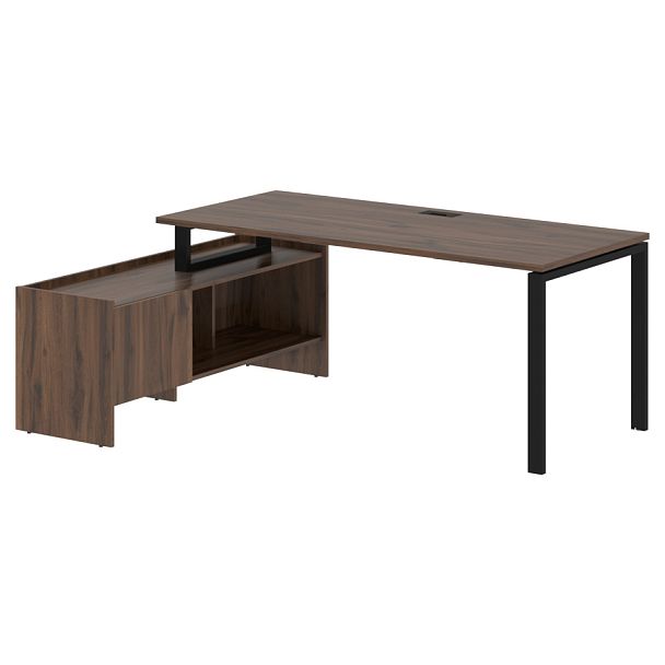 Стол с тумбой EUCT 19814 Дуб Денвер тёмный/Черный 1960х1400х750 EDIS - Вид 1