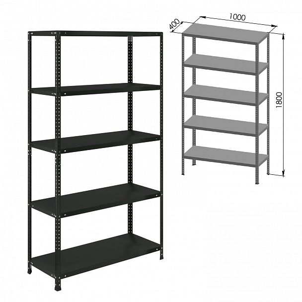 Стеллаж металлический BRABIX "ГРАФИТ MS KD-180/40-5", лофт, 1800х1000х400 мм, 5 полок, 291269, S240BR144593 - Вид 7
