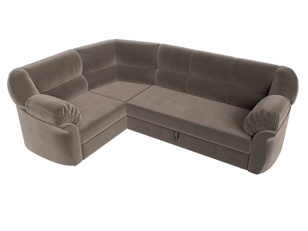 Диван угловой Карнелла левый (полностью велюр коричневый) - Вид 5