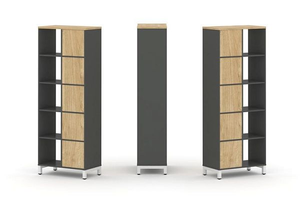 Стайл Проджект Набор стеллажа 2-х сторон., 5 яр. SN.NSD-521 Антрацит/Тиквуд Светлый/Металл Белый 754 - Вид 1