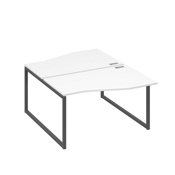 Рабочая станция столы (2х140) Техно каркас QUATTRO A4 А4 Б4 190 БП белый премиум / металлокаркас антрацит - Вид 1