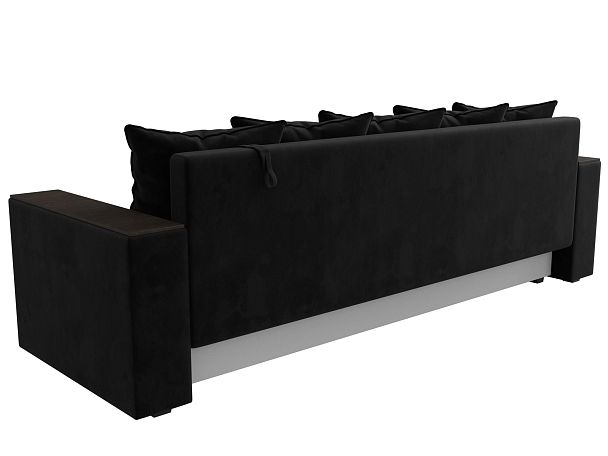 Диван прямой Дубай Лайт полки слева (полностью велюр черный) - Вид 6