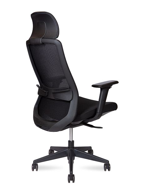 Кресло офисное / Como black / черный пластик / черная сетка / черная ткань - Вид 4