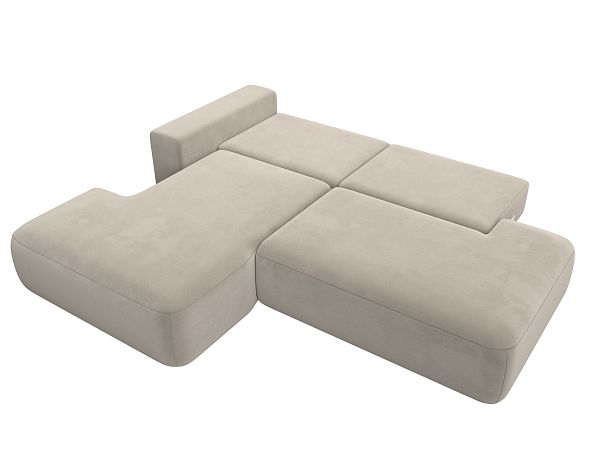 Диван угловой Лига-036 Модерн левый угол Микровельвет бежевый - Вид 7