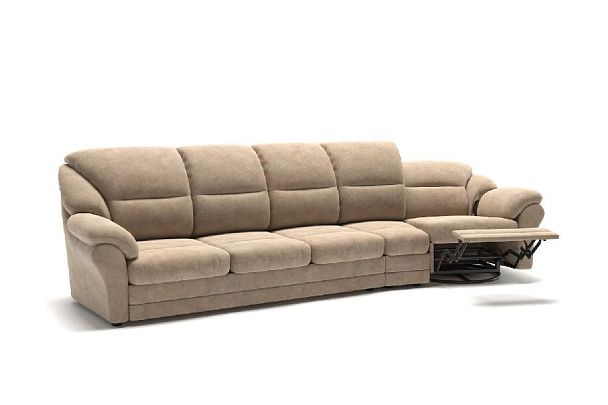 San-Remo диван-кровать с реклайнером и радиусным модулем велюр бежевый - Вид 5