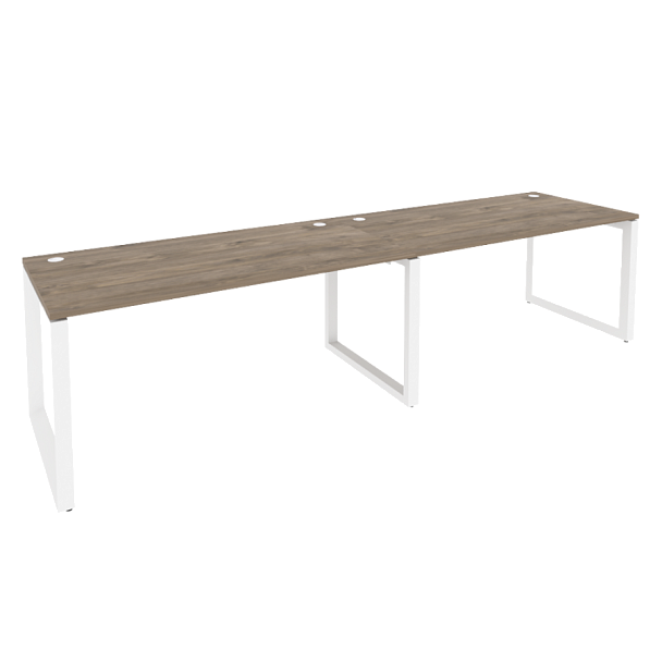 Onix Рабочая станция на О-образном м/к O.MO-RS-2.4.8 Тиквуд темный/Белый металл 3160*800*750 - Вид 1