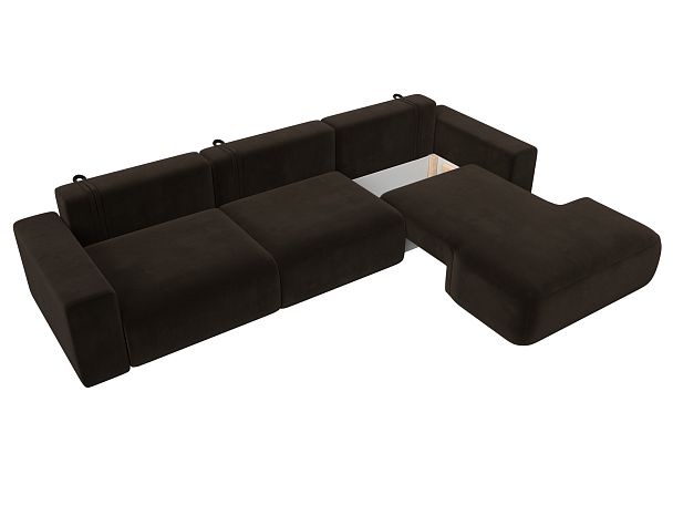 Диван угловой Лига-036 Классик Лонг правый угол Микровельвет коричневый - Вид 7