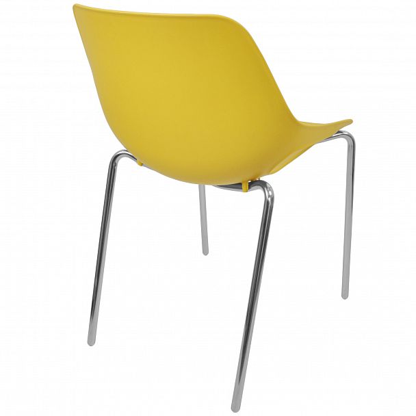 Стул Q5 (4 ножки) каркас хром, желтый, стопируемый - Вид 2