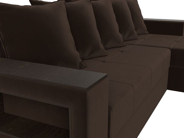Диван угловой Дубай Лайт угол правый (полностью микровельвет коричневый) - Вид 4