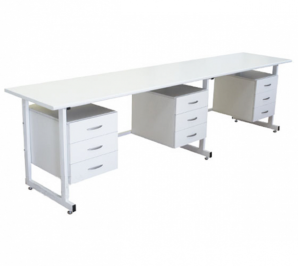 Стол 3-х тумбовый для лабораторных работ 2500*900*850 ЛДСП 16 мм - Вид 1