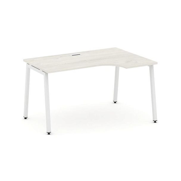 Стайл Проджект Стол рабочий эргоном. SN-4A.SPA-011(R) Дуб Наварра/Металл Белый 1380*700/980*750 - Вид 1