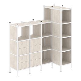 Loft Угловой внутренний стеллаж наборный VR.L-47 Денвер светлый/Белый металл 1694*862*1869 - Фото предпросмотра