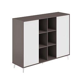 Шкаф средний с нишей  1516х450х1200 / корпус: вольфрам; фасады: белый/белый Сирио / Sirio - Фото предпросмотра