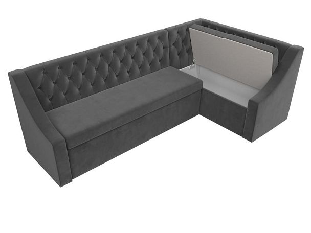 Кухонный угловой диван Мерлин правый (полностью велюр серый) - Вид 6