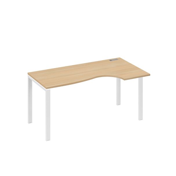 Стол эргономичный правый "Классика" на металлокаркасе UNO A4 А4 Б1 046 БП натуральный дуб / металлокаркас белый - Вид 1