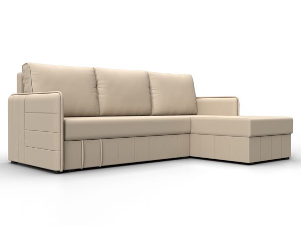 Диван угловой Слим угол универсальный Экокожа бежевый - Вид 1