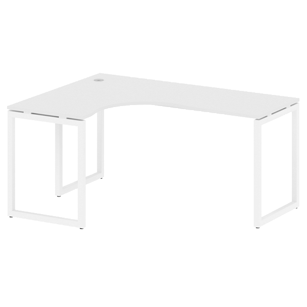 Metal System Quattro Стол криволинейный левый на О-образном м/к 40БО.СА-4 (L) Белый/Белый металл 1600*1200*750 - Вид 1