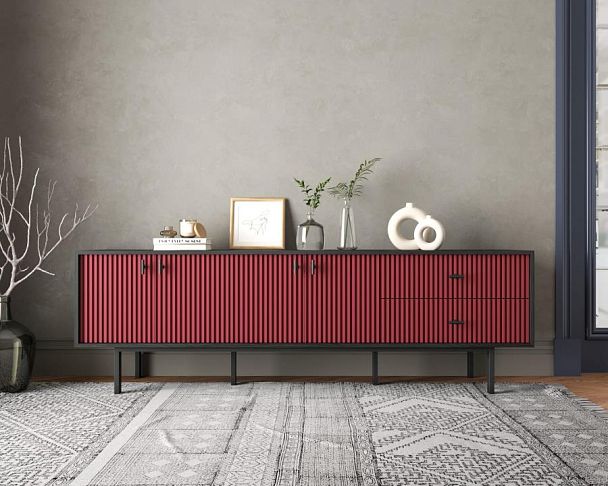 Комод с четырьмя дверками и двумя ящиками Emerson арт EM04/red/L - Вид 4