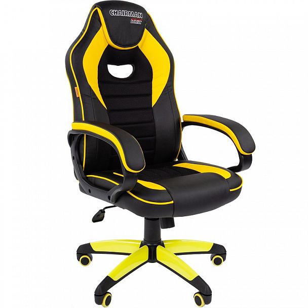 Кресло CHAIRMAN GAME 16, экокожа, черный/желтый - Вид 1