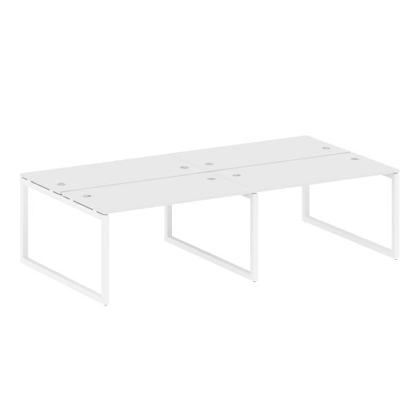 Metal System Quattro Р. ст. на 4 раб. места на О-образном м/к 50БО.СМ-4.3 Белый/Белый металл 2800*1475*750 - Вид 1