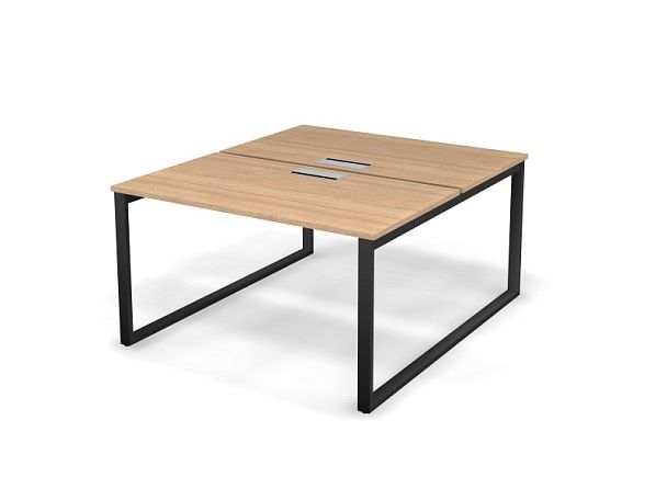 MATRIX 121S204-O Стол прямой двойной, пров-ик Merida (O-опоры) 1380х1590х775 Швейц-й вяз/Темно-серый - Вид 1