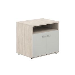 Тумба сервисная 802х600х750 с нишей, 2 фасадами / корпус: дуб светлый; фасады: серый бархат Сигма / Sigma - Фото предпросмотра