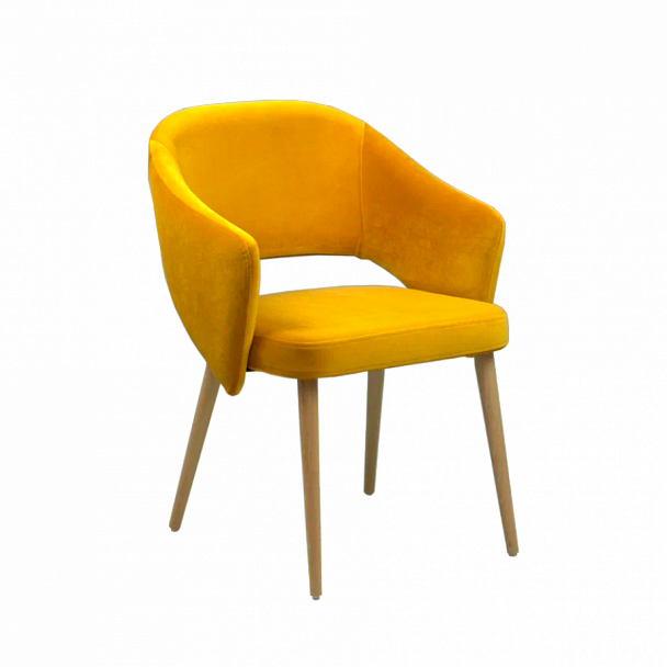 Стул Fly, желтый велюр, ножки бук - Вид 1