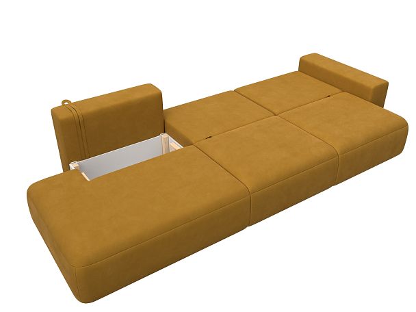 Диван прямой Лига-036 НПБ Модерн Лонг подлокотник справа Велюр желтый - Вид 9