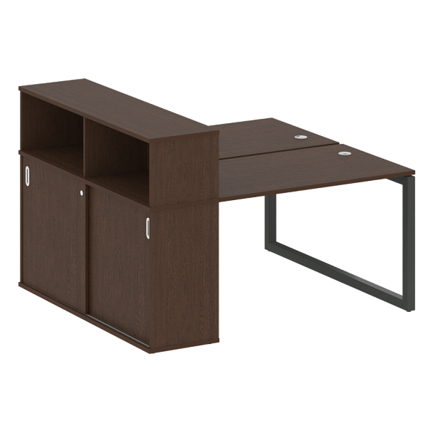 Metal System Quattro Р. ст. с шкафом-купе на О-образном м/к 50БО.РС-СШК-2.2 Т Венге/Антрацит металл 1610*1475*1098 - Вид 1
