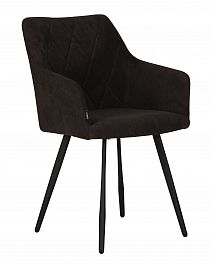 Стул обеденный DOBRIN ROBY (ЭМАЛЬ ЧЕРНЫЙ МУАР велюр Catania Espresso) - Фото предпросмотра