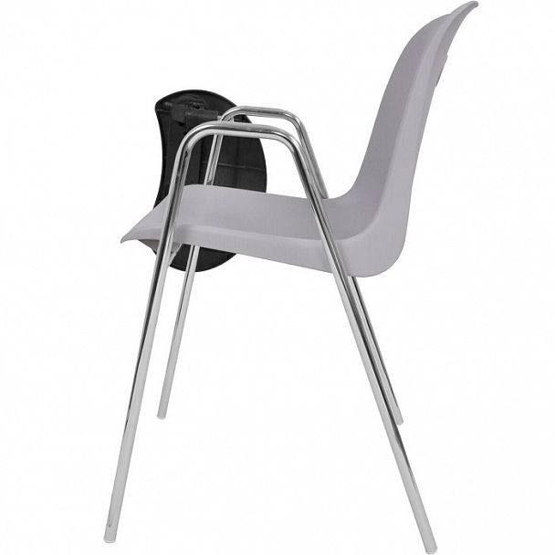 Стул Venezia (4 высокие ножки с подлокотниками + столик TLT) хром, серый - Вид 3