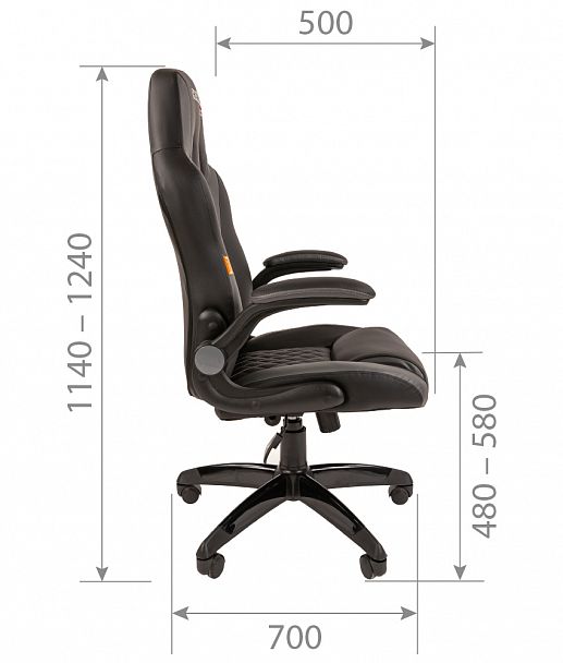 Кресло CHAIRMAN GAME 15, экокожа, черный/желтый - Вид 6